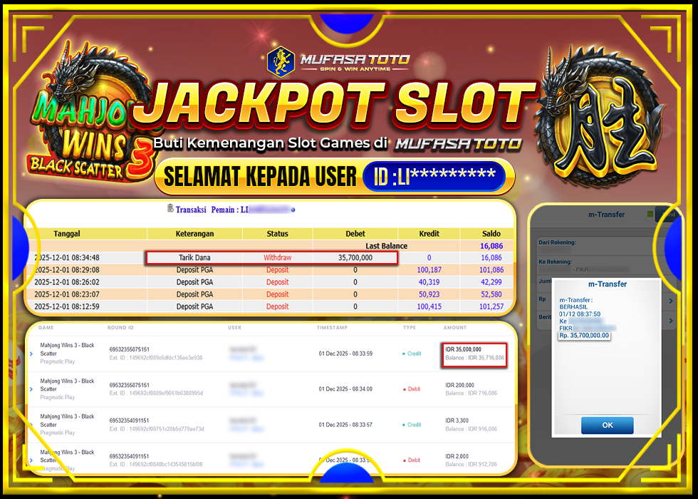 MUFASATOTO JACKPOT PRAGMATIC PLAY Rp.35.700.000|LUNAS